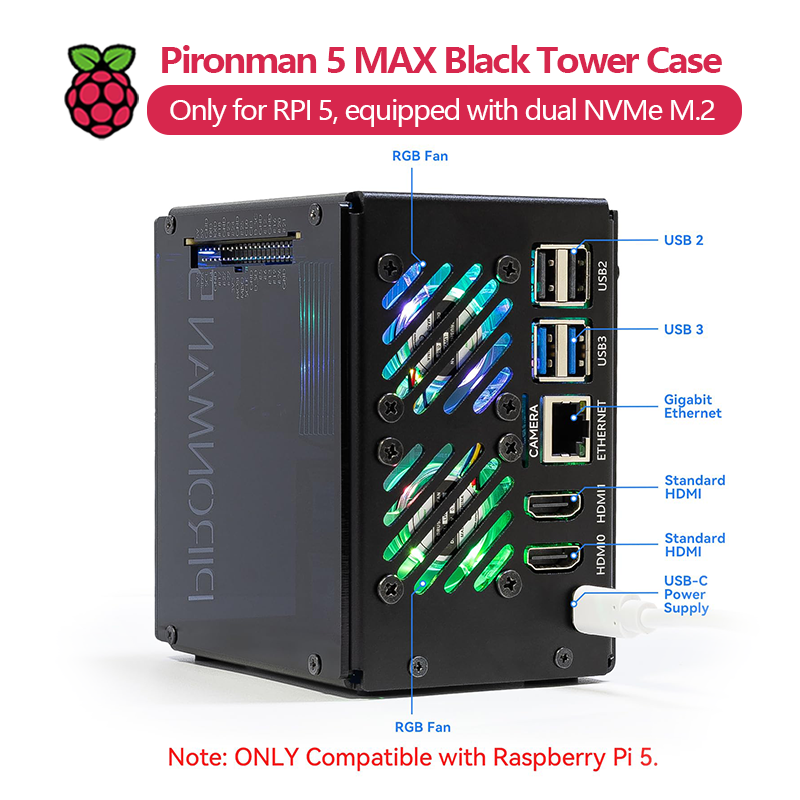 Pironman 5 MAX, Black Tower Ca - đánh giá và giá Argon One V3 M.2 Nvme Case